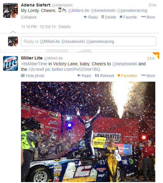And lastly, a tweet from me and @MillerLite.