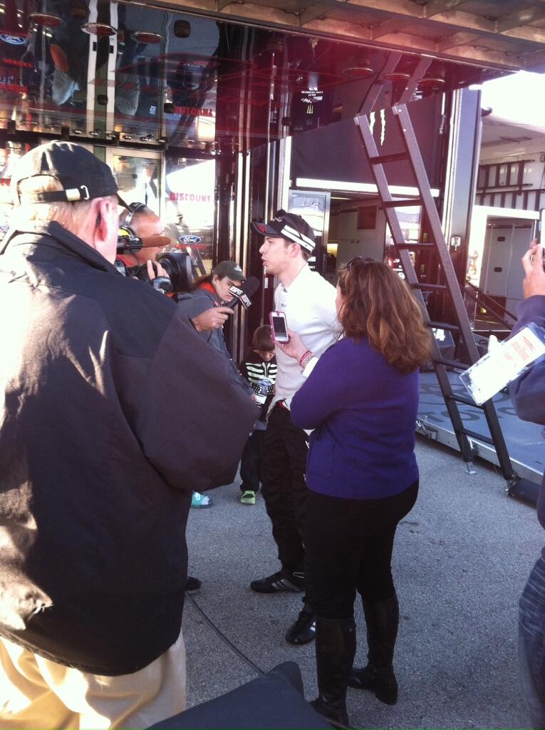 Brad doing his post race interviews near his hauler. (Photo credit to @kansaskim88)
