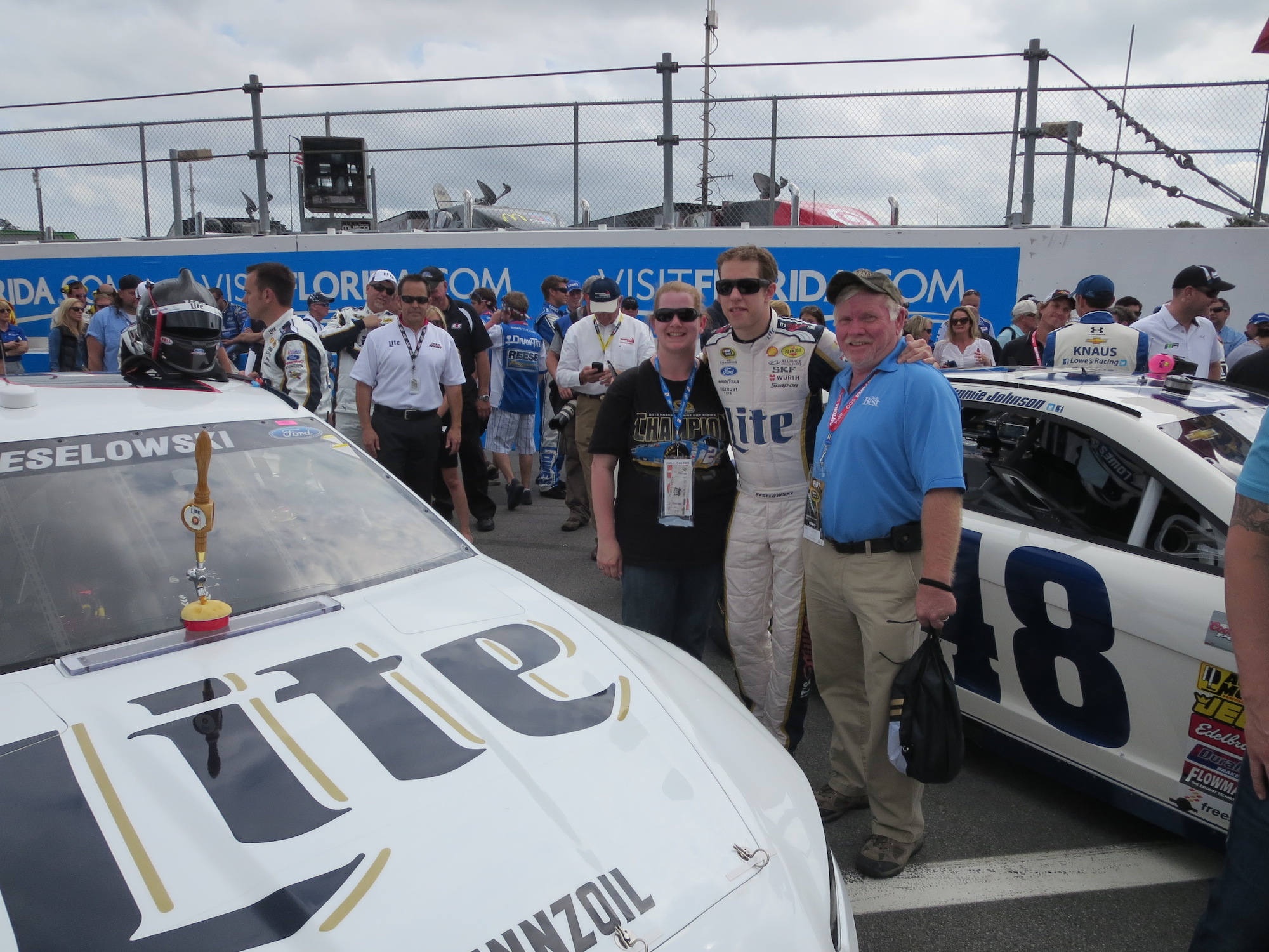 On the grid with Brad and the White Deuce before the Daytona 500