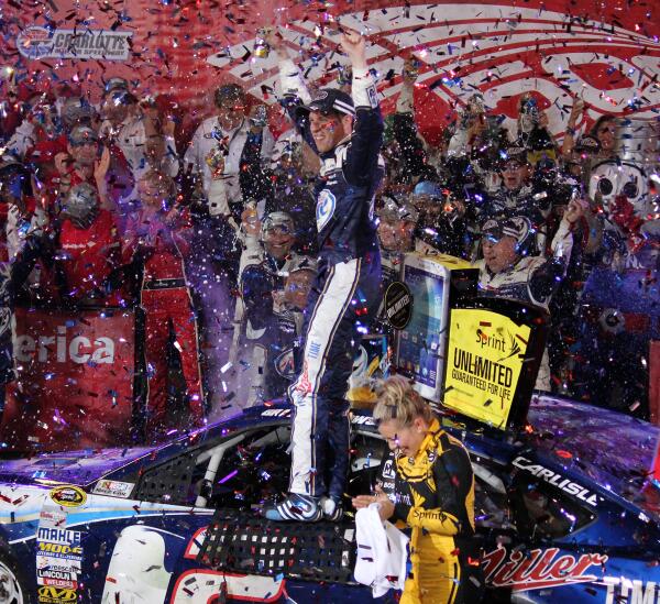 The confetti was flying over the Blue Deuce in Victory Lane!