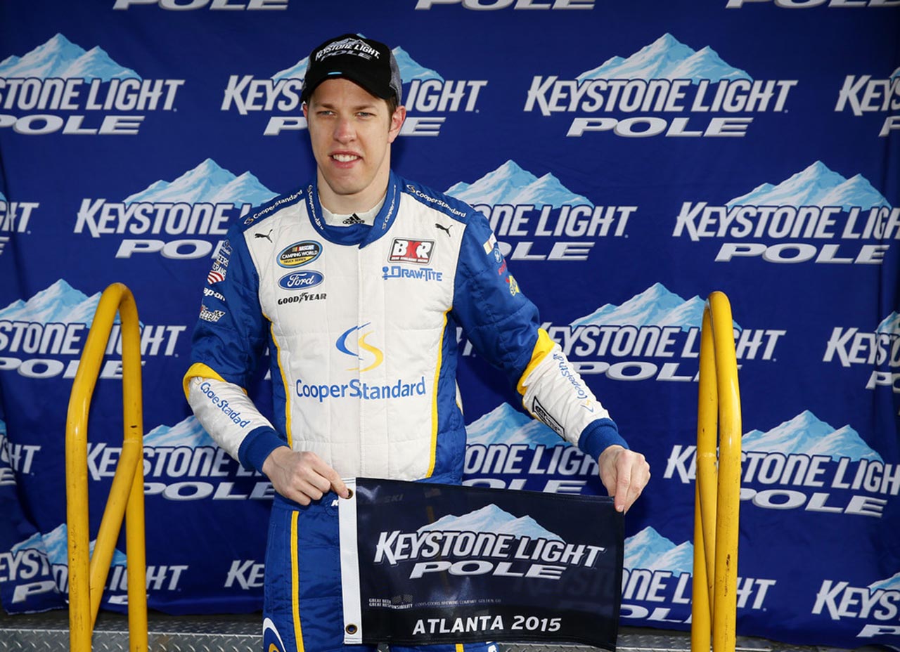 Brad won the Keystone Light Pole Award but had it taken away when NASCAR determined he didn't run his lap in time.